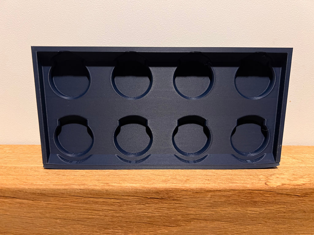 Lego-inspired 3D-printed 4×2 brick featuring a smooth sliding drawer.